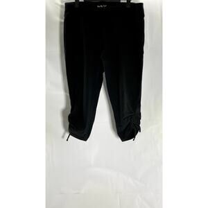 MNY Marc New York Women's Black Solid Pull-On Cinched-Hem Capri Pant SZ L